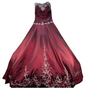 Vintage Prom Dress Maxi Ball Gown Size 8 Y2K Fairy Goth Bead Strapless Glam